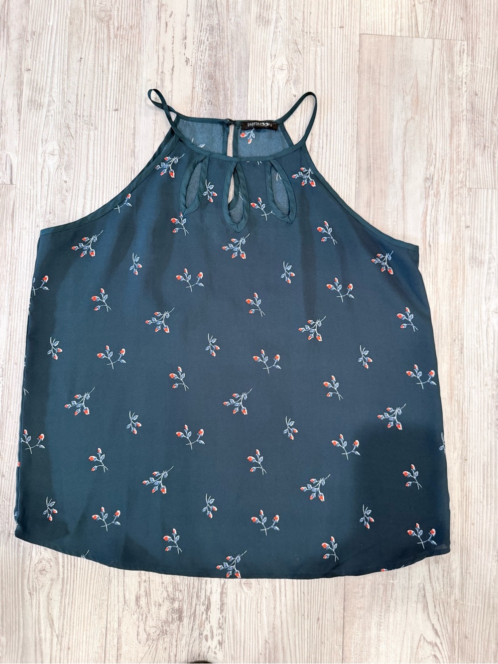 Papermoon Teal Floral Keyhole Halter Cami
